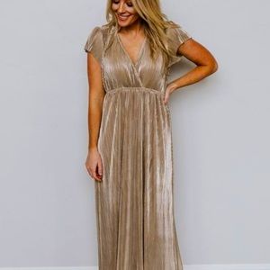 Baltic Born Athena Pleated Maxi Dress, gold, XS